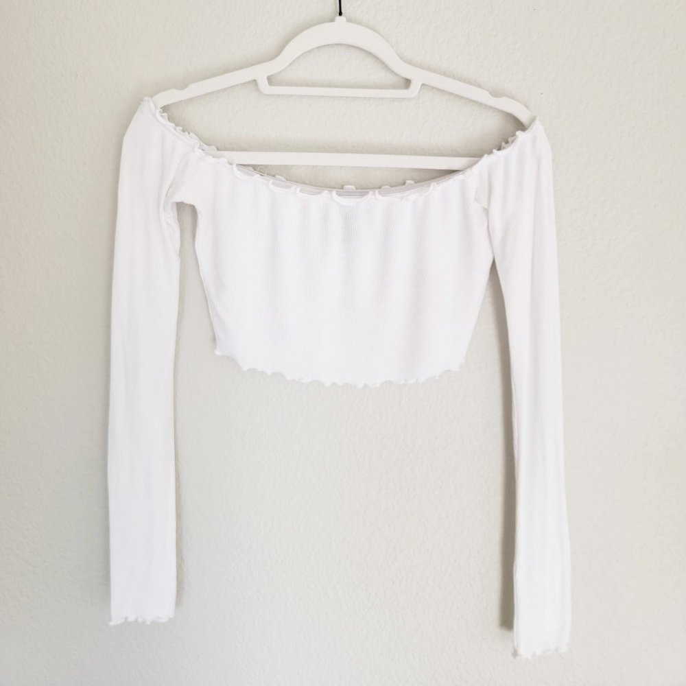 White Off the Shoulder Crop Top
